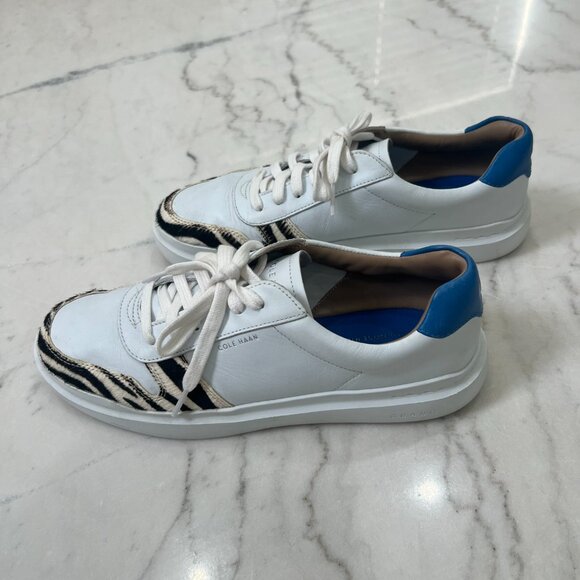 $190 Cole Haan GrandSeries Leather Sneakers White Zebra Haircalf Women’s 10B - Picture 6 of 9